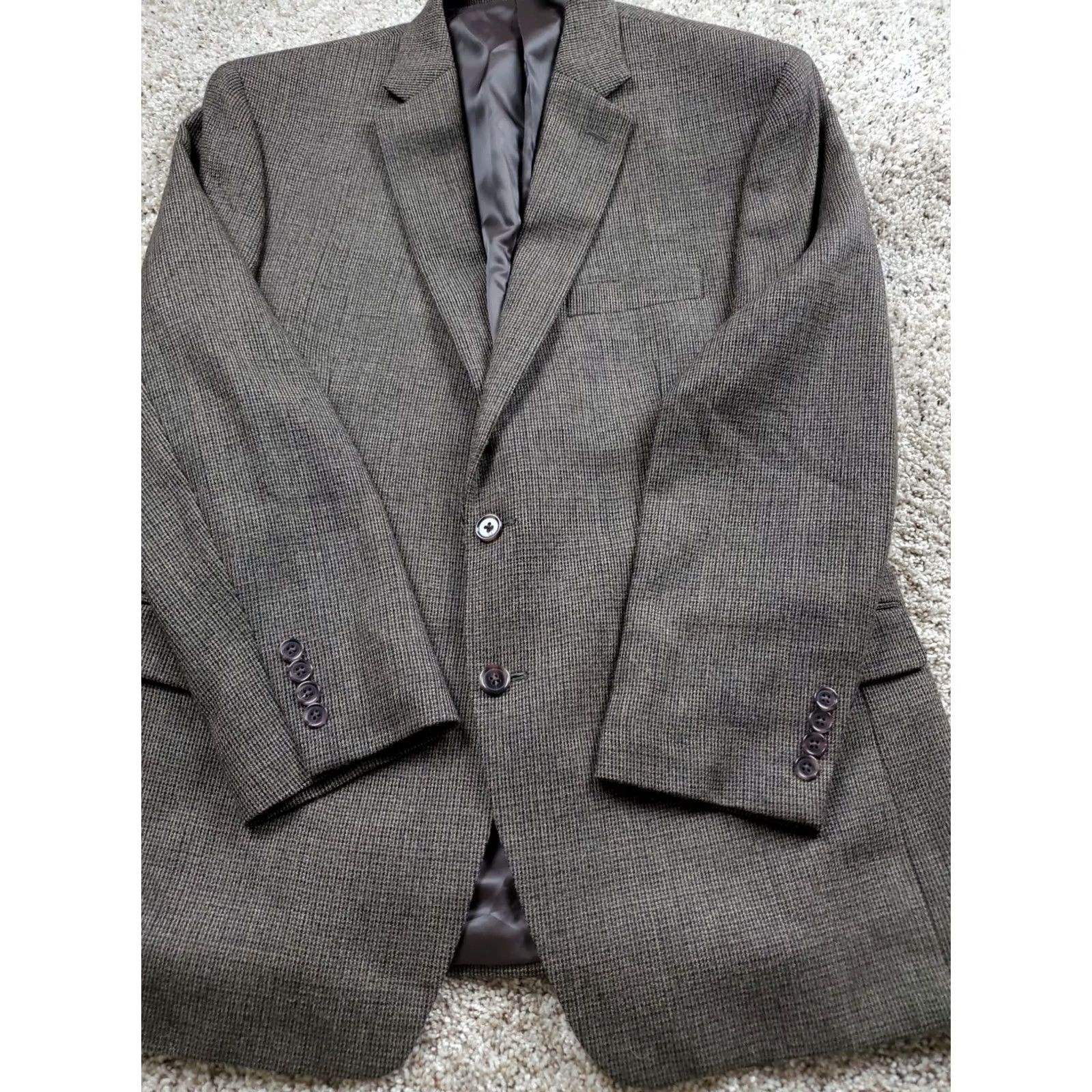 Ralph Lauren Lauren Ralph Lauren Suit Jacket 43 Reg Men Brown Wool Tweed 2 Button Blazer VINTAGE No Size 46R - 3 Thumbnail