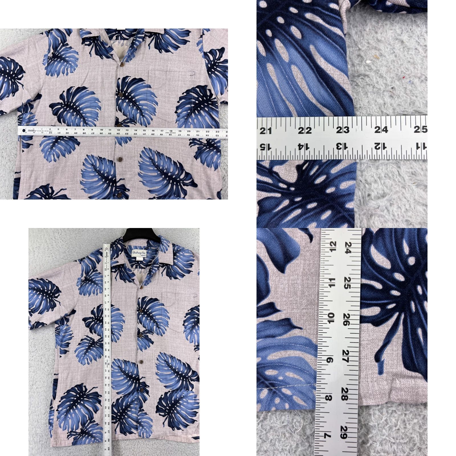 Vintage Pau Hana Hawaiian Shirt Adult Large Blue Floral Palm 100% Rayon Button Up Size US L / EU 52-54 / 3 - 8 Thumbnail