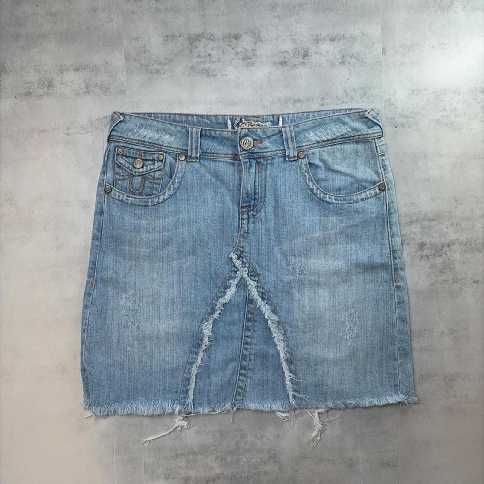 Other Y2K Light Wash C’est Toi Grunge Gothic Denim Skirt Size 36" / US 14 / IT 50 - 2 Thumbnail
