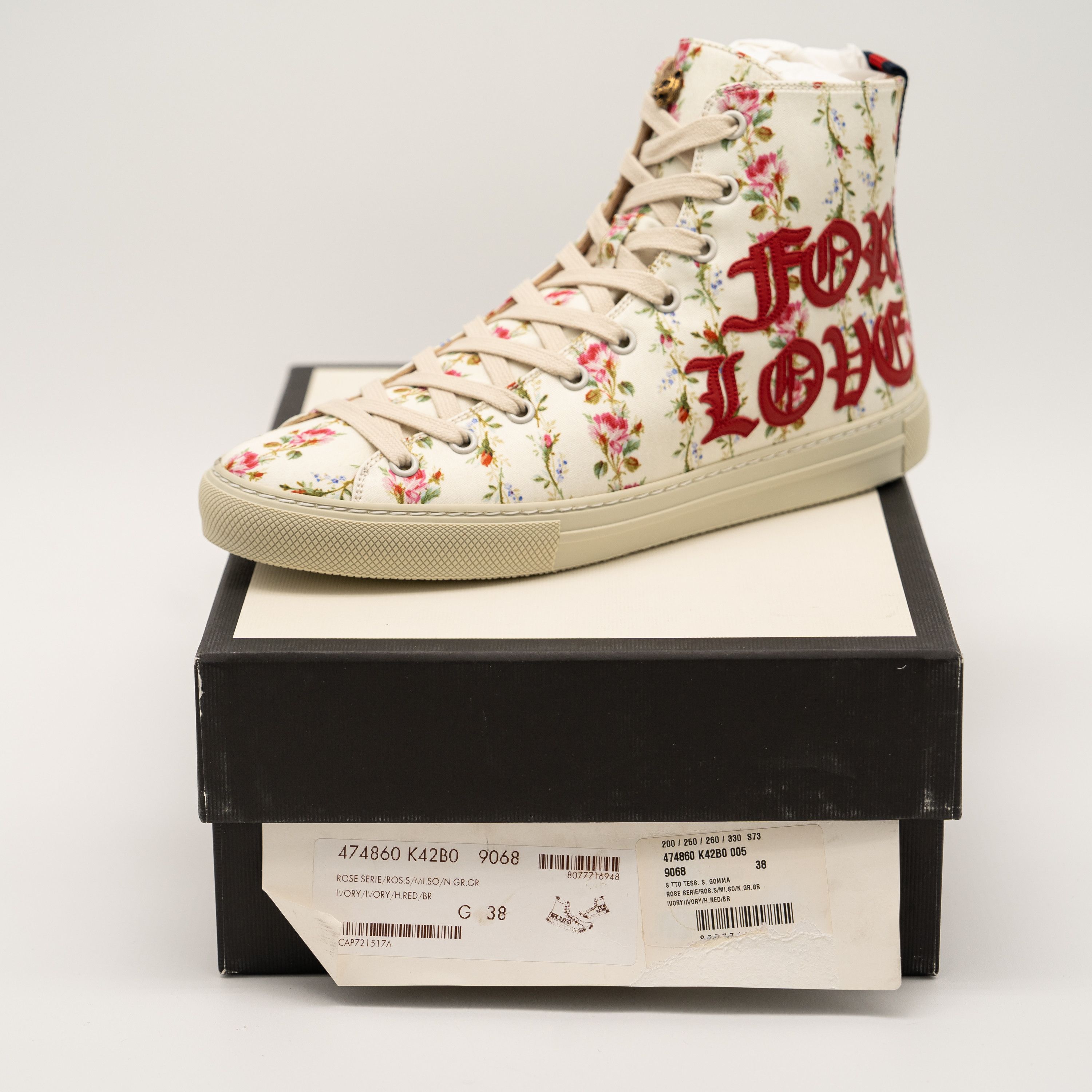 Gucci 38eu 8us Gucci Blind For Love Floral Print High Top Sneakers Size US 8 / IT 38 - 13 Thumbnail