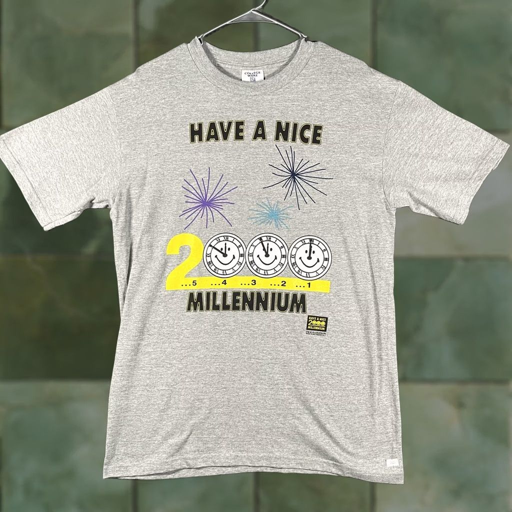 Vintage VINTAGE Have A Nice 2000 MillenniUM Shirt Mens Medium Gray Y2K Graphic Tee Era Size US M / EU 48-50 / 2 - 1 Thumbnail