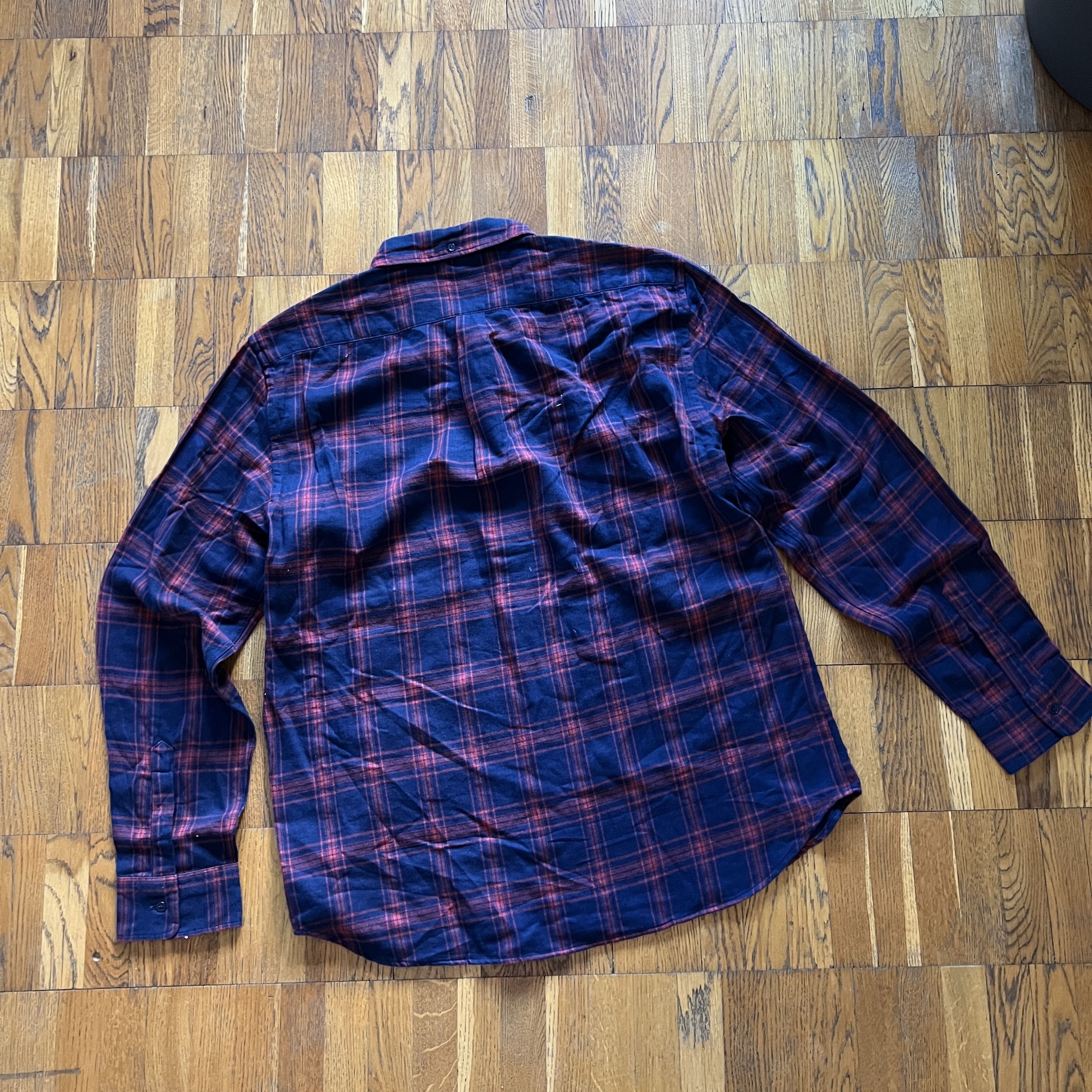 C.O.F. Studio Men's COF STUDIO BD FLANELL Indigo Blue Red Check Shirt Size US L / EU 52-54 / 3 - 2 Thumbnail