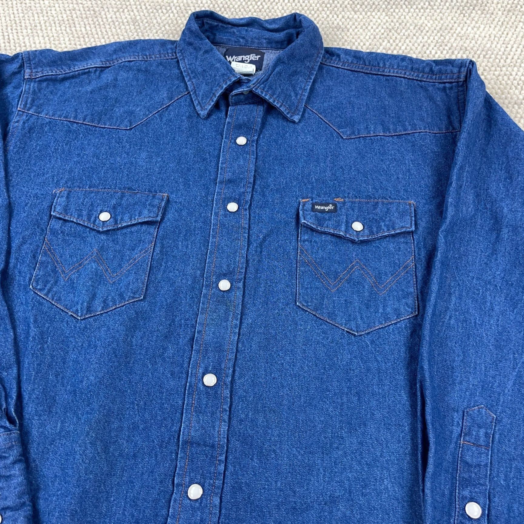 Wrangler VINTAGE Wrangler Shirt Men 2XL Blue Denim Pearl Snap Western Cowboy Ranch Yoke Faded Size US XXL / EU 58 / 5 - 3 Thumbnail
