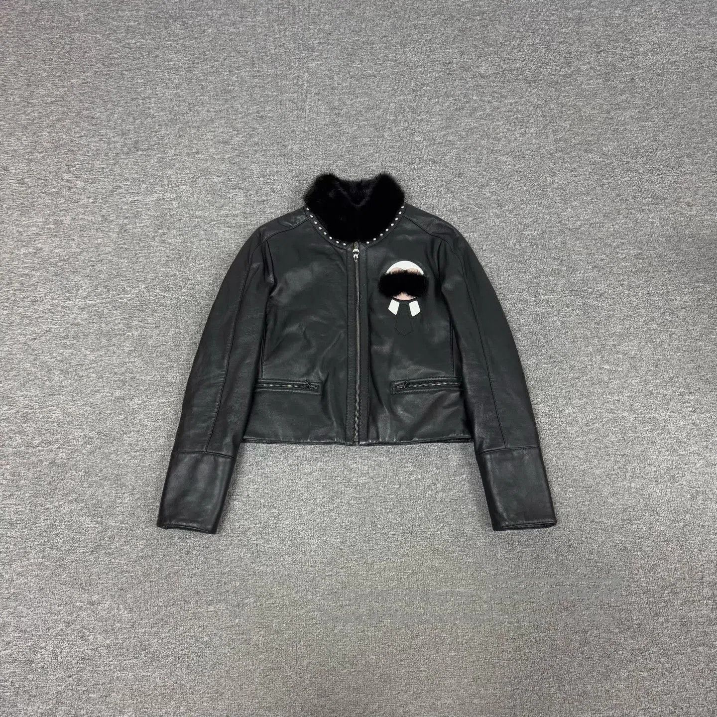 Fendi FENDI Karl Lagerfeld Mink Collar Lambskin Jacket. Size S / US 4 / IT 40 - 1 Thumbnail
