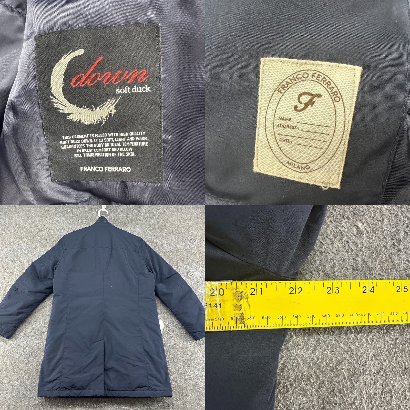 Vintage VINTAGE Franco Ferraro Coat Mens XL Blue Puffer Long Parka Quilted Down Wool Lined Zip Overcoat Winter 90s Western 80s Mens Size US XL / EU 56 / 4 - 8 Thumbnail