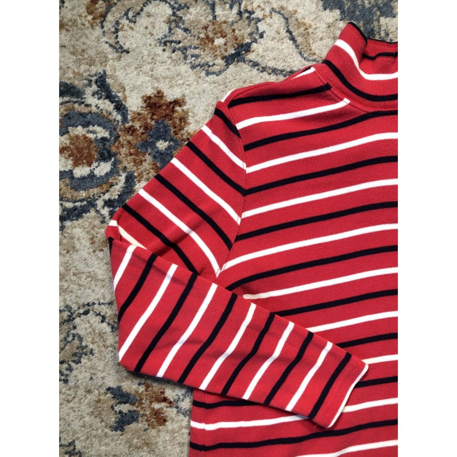 Vintage L.L.Bean Sweater Womens 2X Red Stripe 1/4 Zip Mock Neck Pullover Knit Cotton Shirt Women Plus Size Striped Knit Fall Casual Mens Women Girls Boys N/A Size XXL / US 16-18 / IT 52-54 - 3 Thumbnail