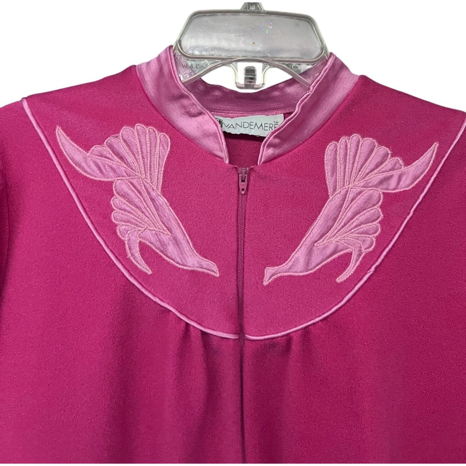Vintage JCPenney Vandemere Womens Vintage 70s Pink Zip Up Robe House Size ONE SIZE - 5 Thumbnail