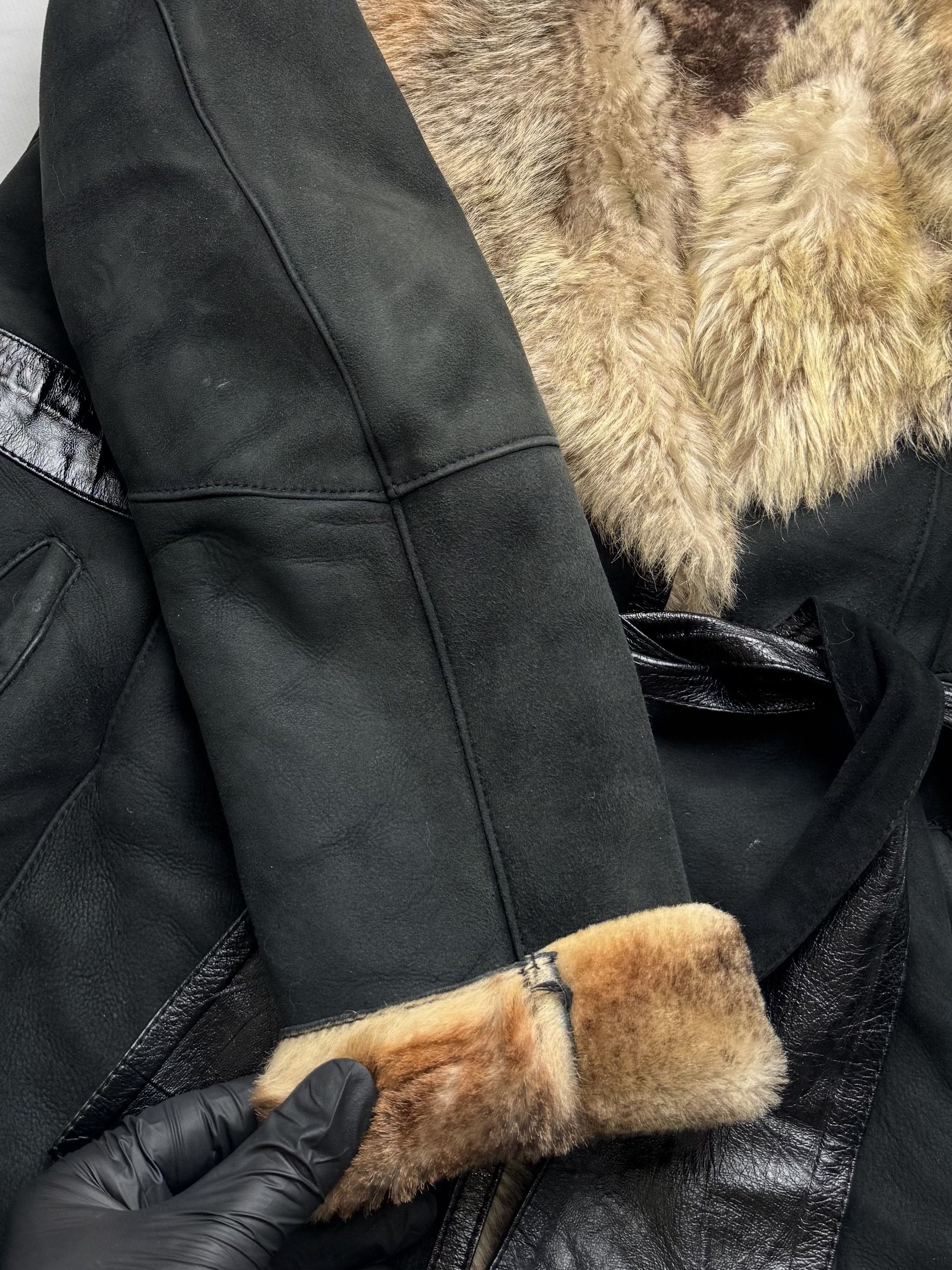 Japanese Brand Vintage Real Sheepskin Hooded Coat With Belt (B550)E2D15 Size XS / US 0-2 / IT 36-38 - 5 Thumbnail