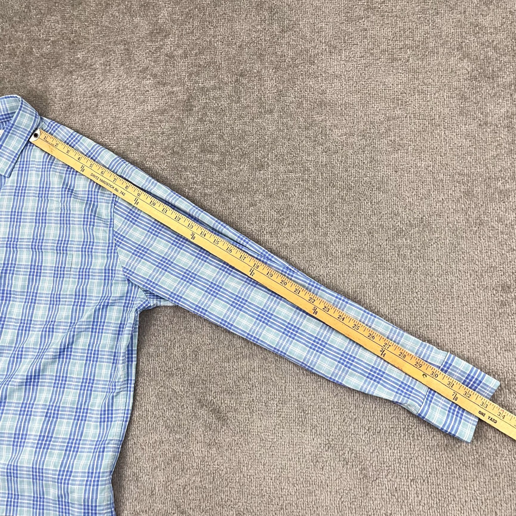Peter Millar VINTAGE Peter Millar Men's XL Dress Shirt Long Sleeve Plaid Blue Green Performance Casual Formal Workwear Size US XL / EU 56 / 4 - 5 Thumbnail