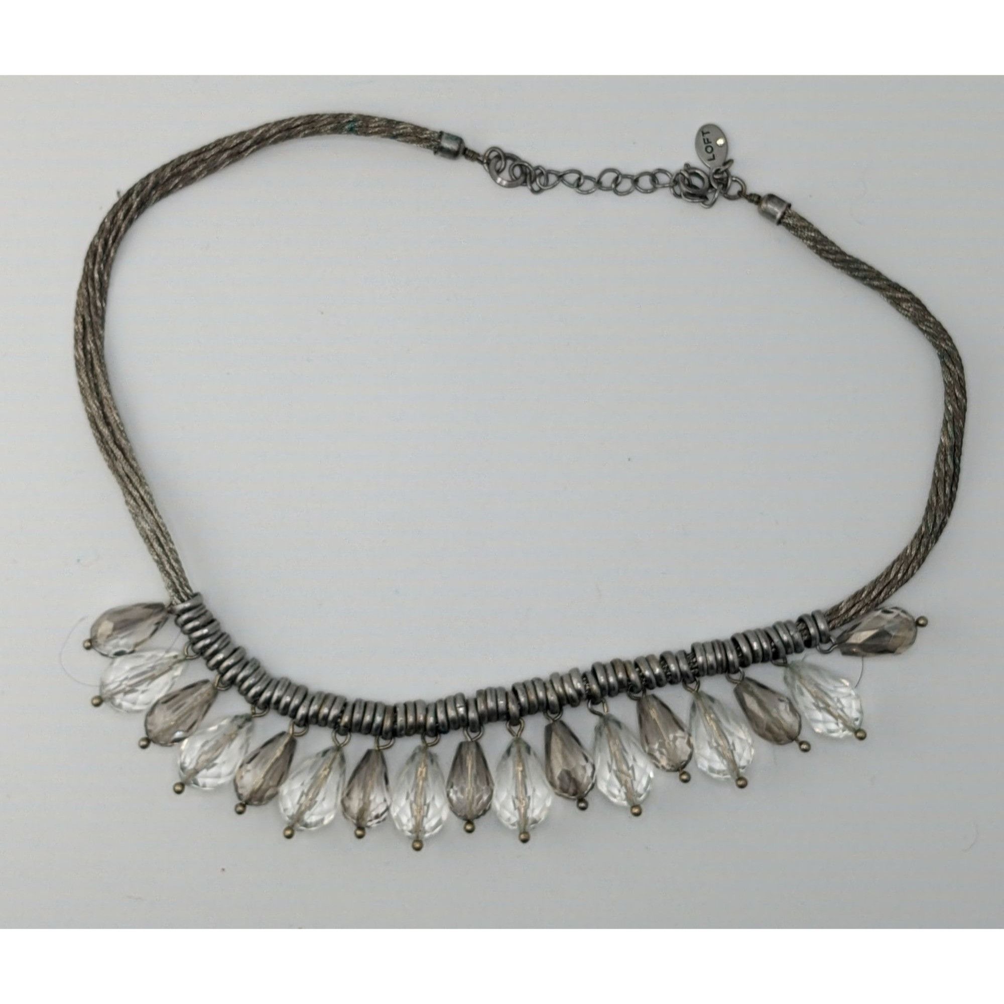 Loft LOFT Preppy Silver-Tone Statement Necklace With Faceted Tear Size ONE SIZE - 4 Thumbnail