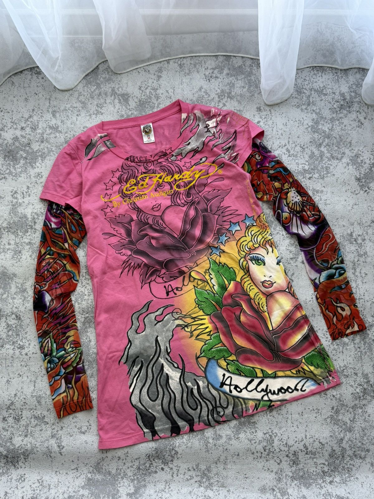 Ed Hardy Crazy Ed Hardy Y2K Overprint Long Sleeve Made in USA Size M / US 6-8 / IT 42-44 - 1 Thumbnail