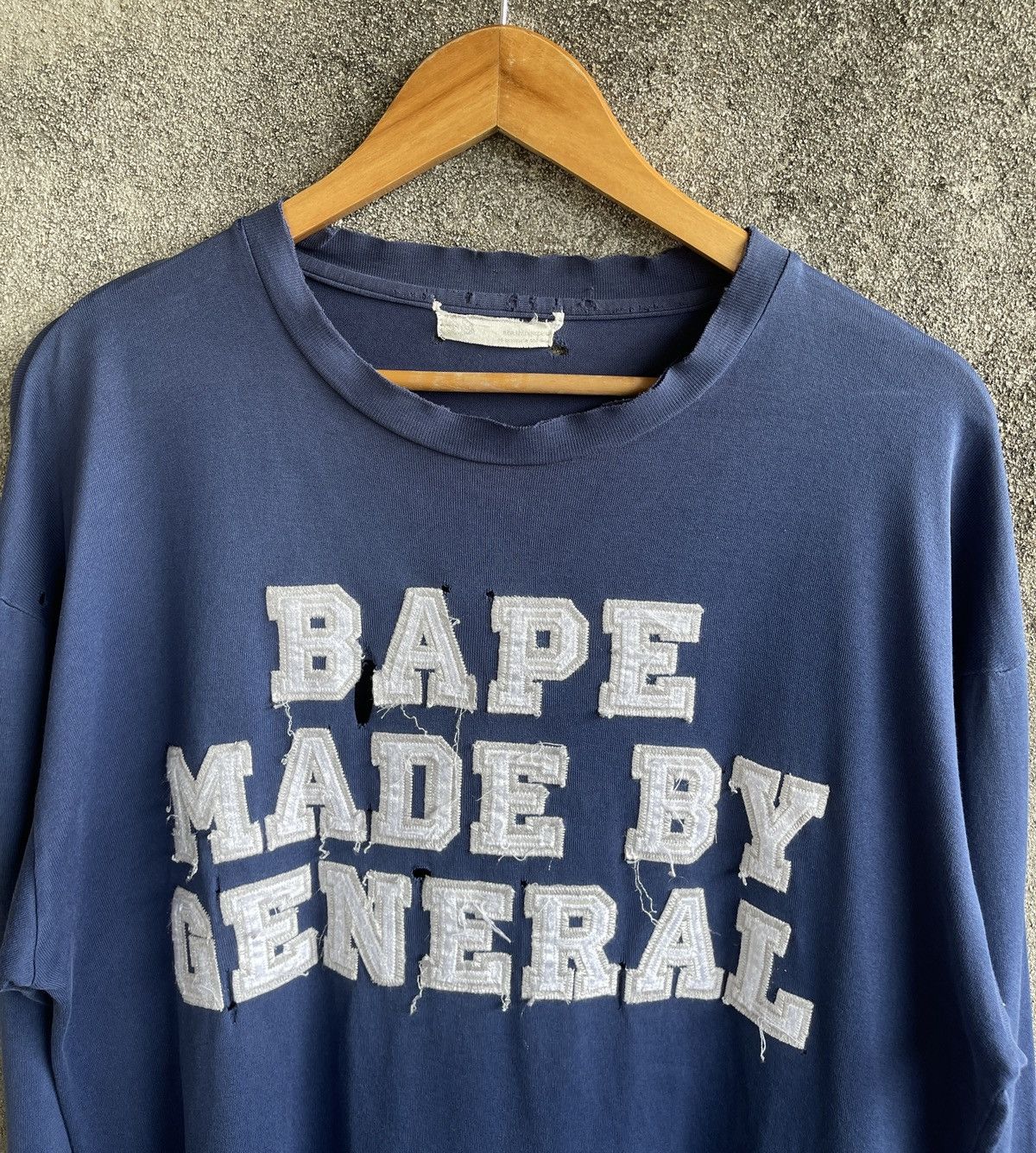Bape Vintage 90s BAPE MADE BY GENERAL Thrashed Faded Long Sleeve Size US L / EU 52-54 / 3 - 4 Thumbnail