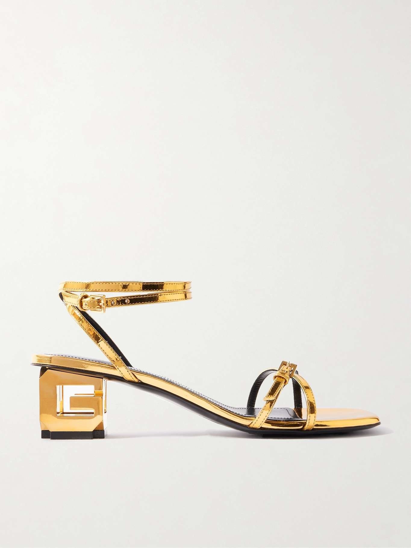 o1srvl11e0925 G Cube Metallic Leather Sandals in Gold