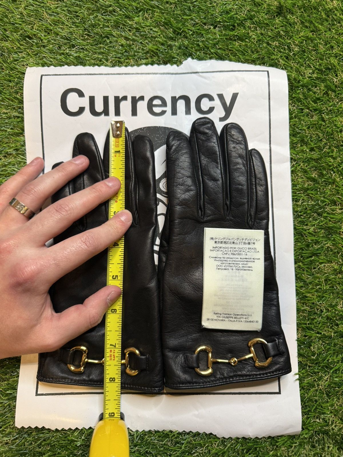 Gucci $840MSRP Demna Gucci Gold Horsebit Lambskin Leather Glove Size ONE SIZE - 15 Thumbnail