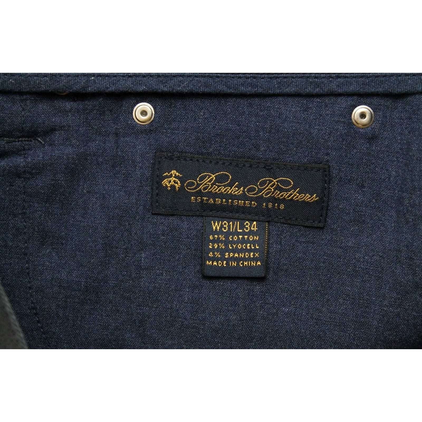 Brooks Brothers BROOKS BROTHERS Trousers Men's W31/L34 Slim Stretch Zip Fly Blue Size US 31 - 6 Thumbnail