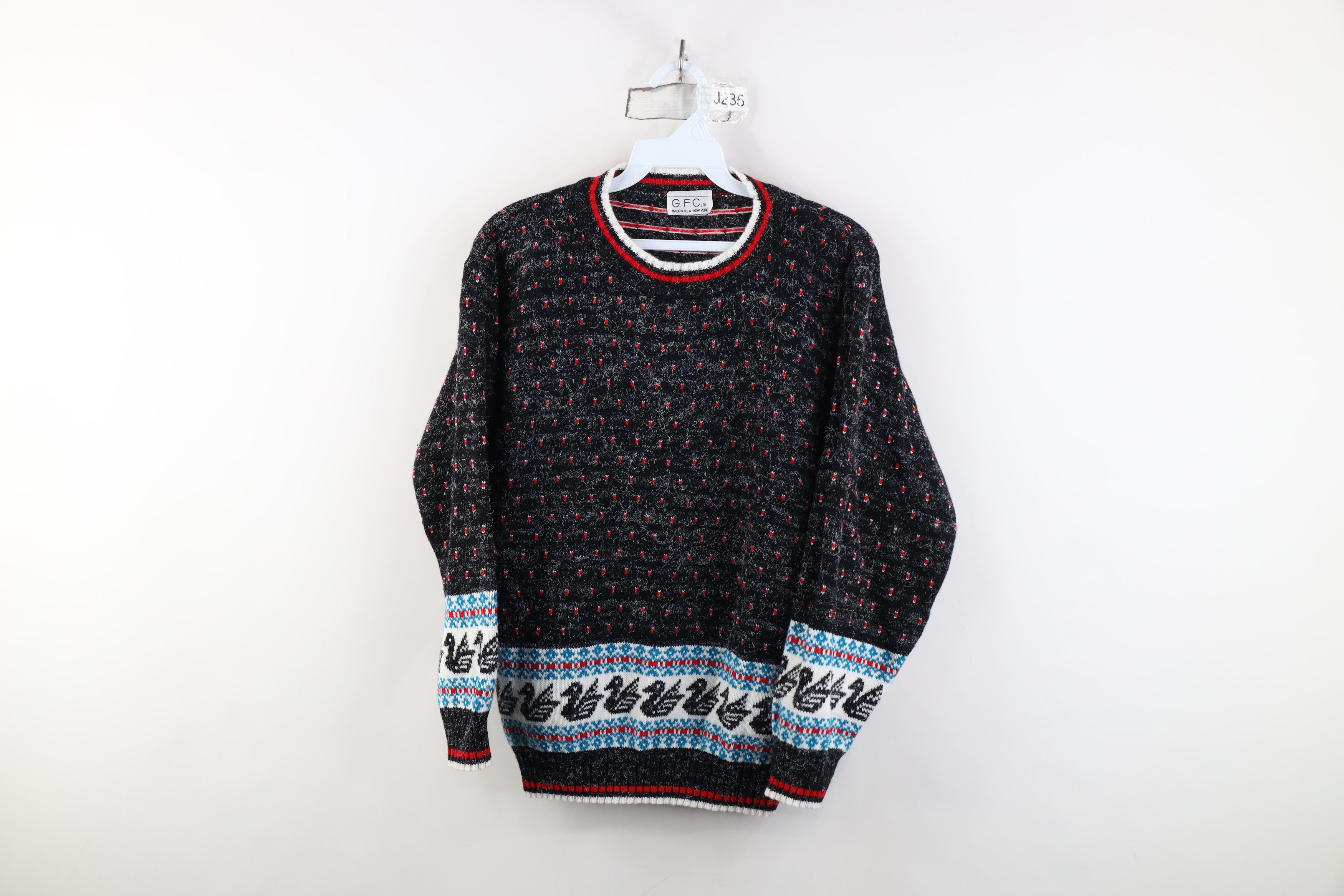 Vintage 80s 90s Fairy Kei Swan Knit Crewneck Sweater USA