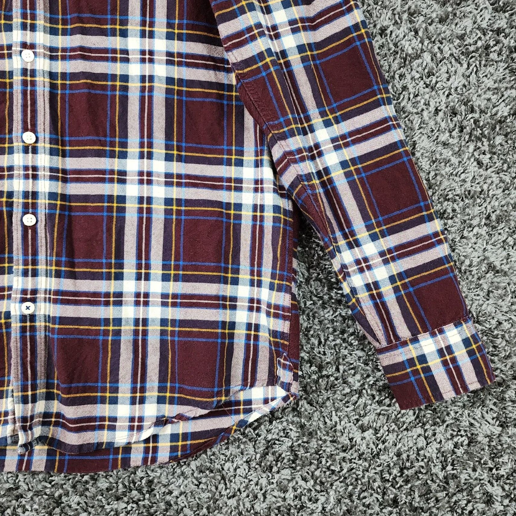American Eagle Outfitters American Eagle Mens Purple Plaid Long Sleeve Soft Button Up Flannel Size LT Size US L / EU 52-54 / 3 - 2 Thumbnail