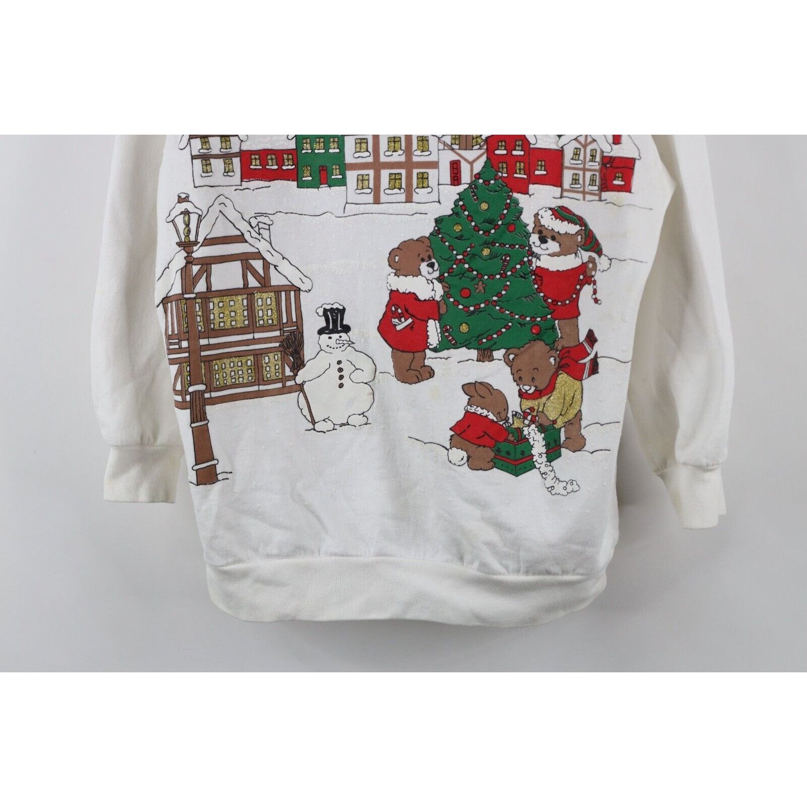 Vintage Vintage 90s Christmas Town All Over Print Sweatshirt Size L / US 10 / IT 46 - 3 Thumbnail