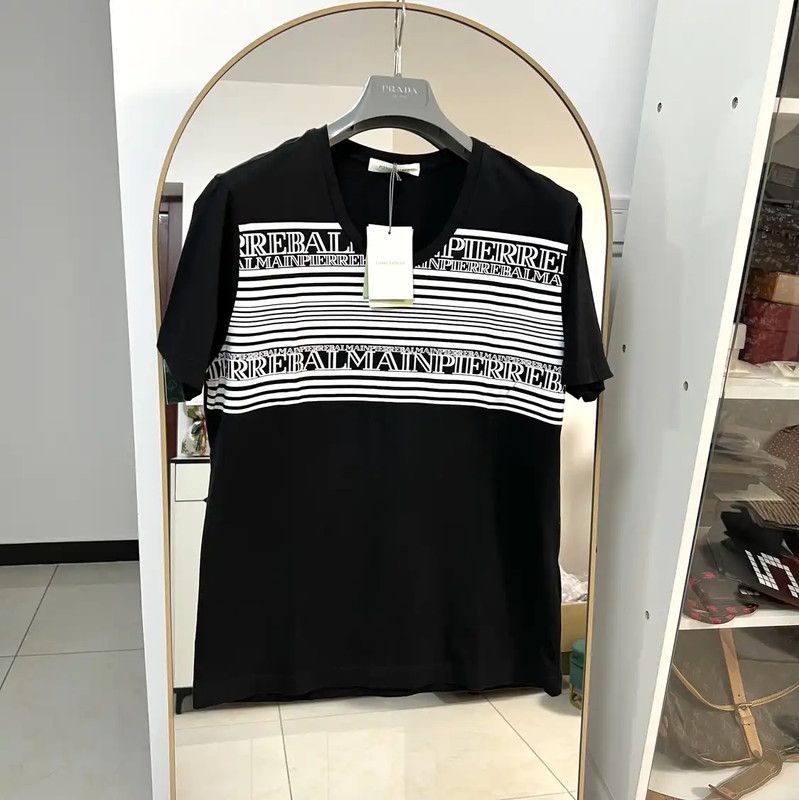 Balmain Black Cotton Short Sleeve T-Shirt 0089