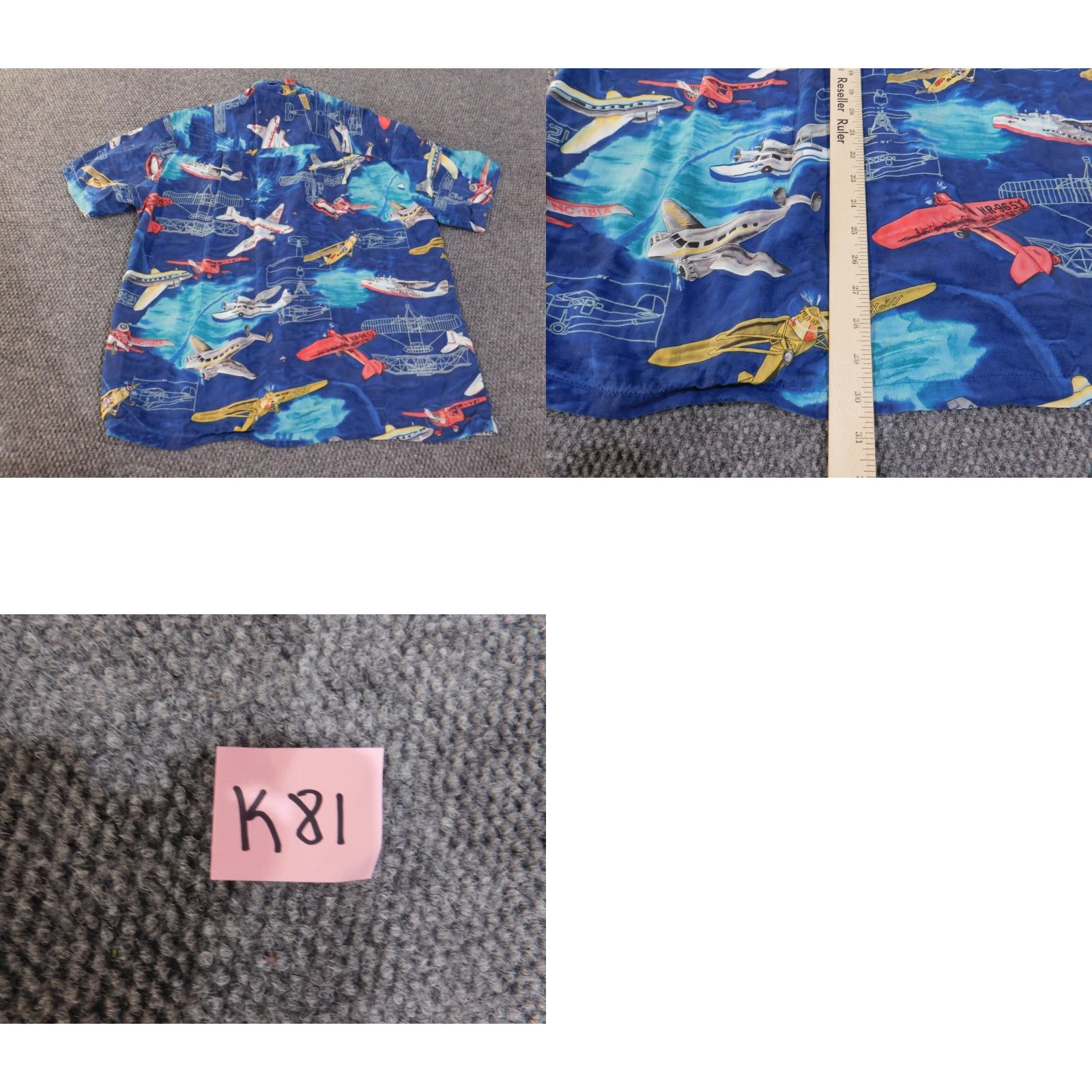 Paradise Paradise Hawaiian Shirt Men Large Blue Planes Island Airplanes Button Up Short Sleeve Collared Cotton Knit Size US L / EU 52-54 / 3 - 9 Thumbnail