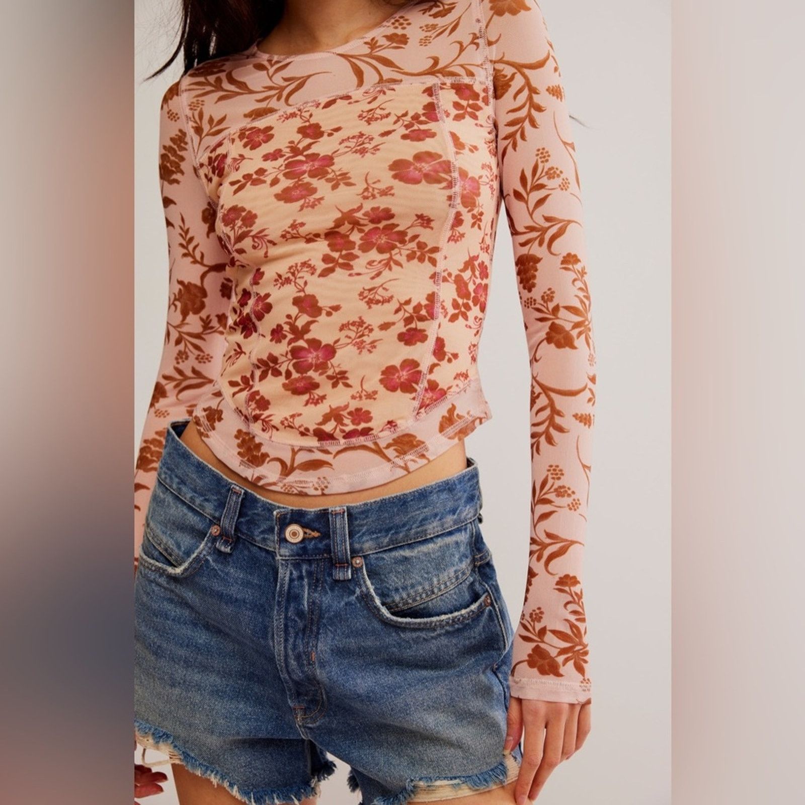 Free People 🎉LAST PIECE🎉Free People Betty's Garden Top in Coral Combo Size XL / US 12-14 / IT 48-50 - 1 Thumbnail