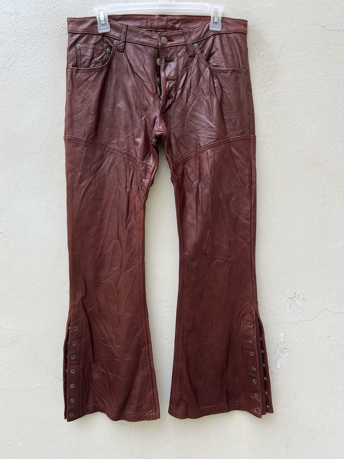 Tornado Mart Vintage Tornado Mart Patina Leather Super Flare Pant Size US 31 - 6 Thumbnail