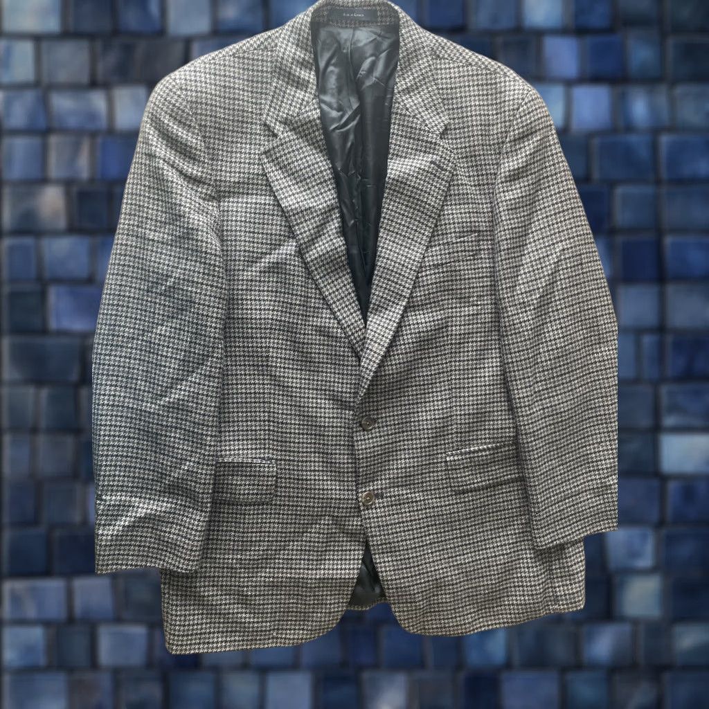 Ralph Lauren VINTAGE Ralph Lauren Blazer Mens 46T Gray Houndstooth Tweed Wool Sport Coat Size 46R - 1 Thumbnail