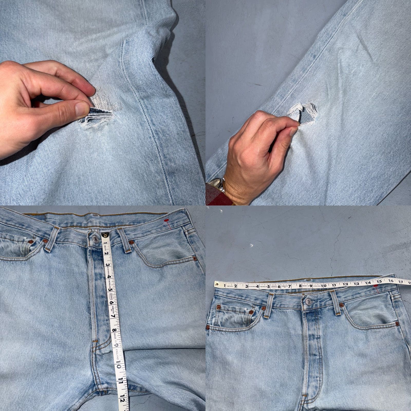 Levi's VINTAGE Levi's 501 Jeans – Denim Straight Leg, Light Wash, 34x32, Men, Regular, 5-Pocket, Mid Rise, Button Fly, USA 90s/90s Theme Size US 34 / EU 50 - 8 Thumbnail