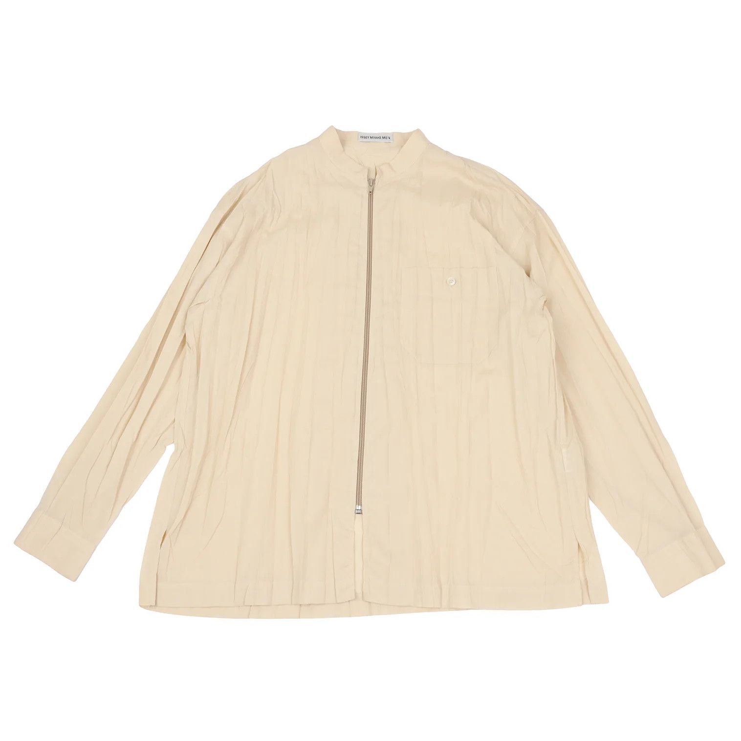 Issey Miyake Band Collar Zip-Up Shirt in Beige, Size M Size US M / EU 48-50 / 2 - 1 Thumbnail