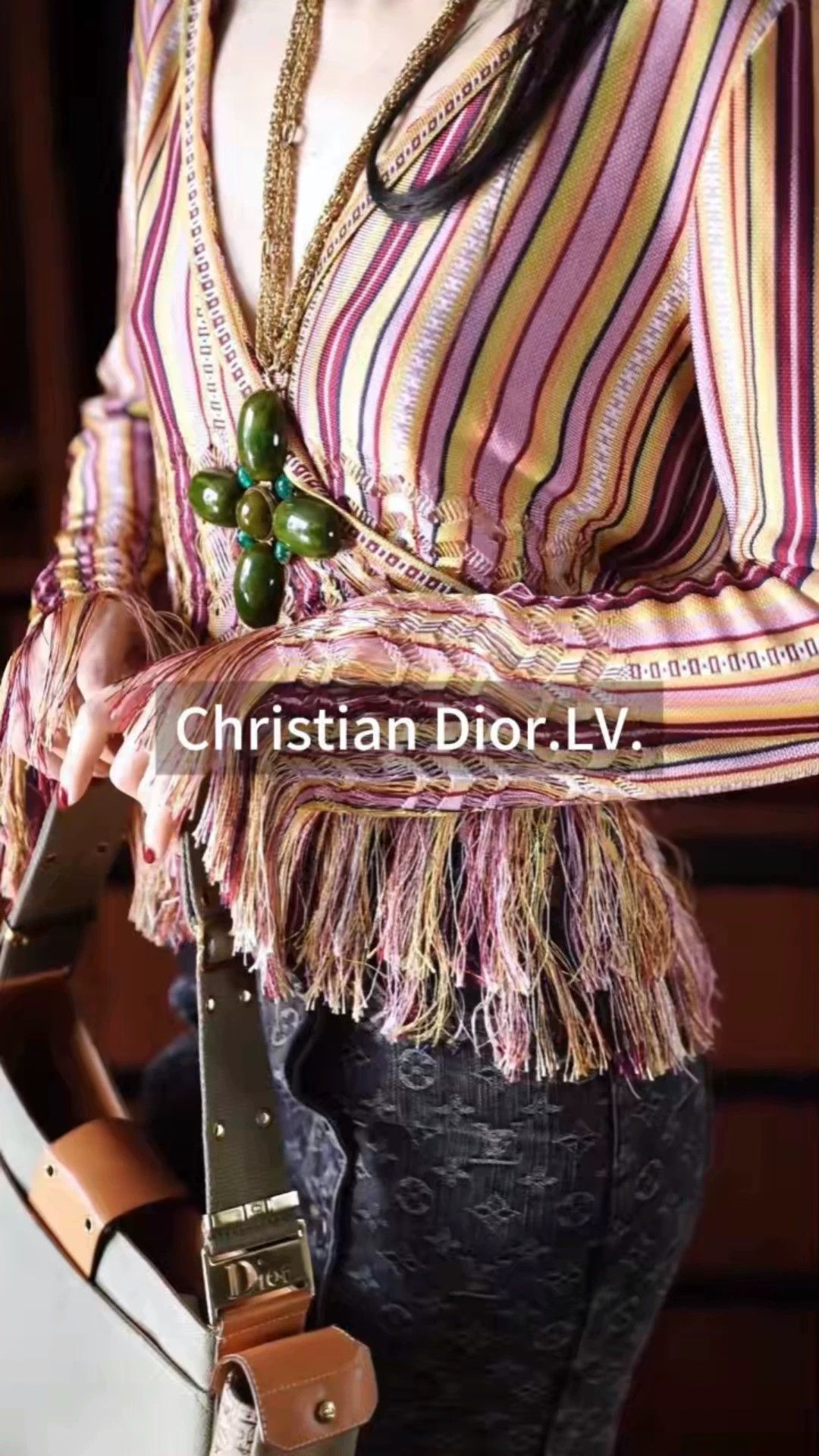 Dior Dior by John Galliano 2002 Striped Tassel Top fr42 Size M / US 6-8 / IT 42-44 - 1 Thumbnail