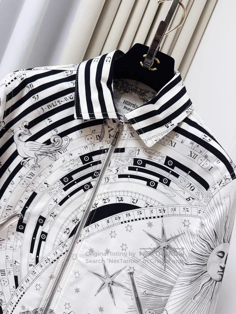 Hermes Hermes Black and White Astrology Full Print Fleece Basebal Size XS / US 0-2 / IT 36-38 - 5 Thumbnail