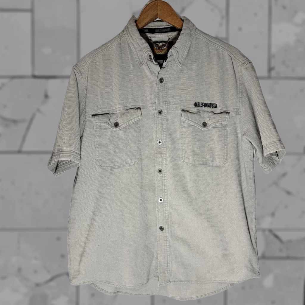 Harley Davidson Harley-Davidson Shirt Mens Short Sleeve Button-Down Gray L Size US L / EU 52-54 / 3 - 1 Thumbnail