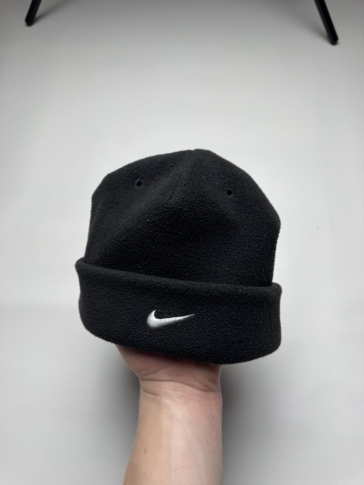 Nike Vintage Nike Center Swoosh Fleece Beanie Made in Taiwan Size ONE SIZE - 6 Thumbnail