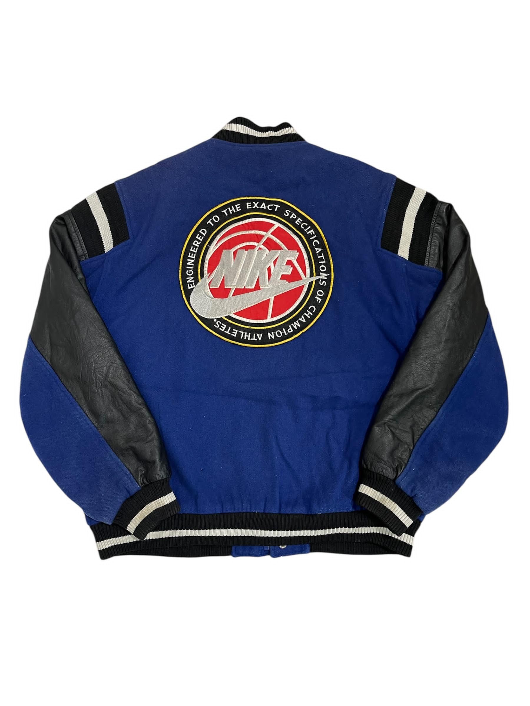 Nike Vintage 90's Nike Leather Varsity Jacket Size US L / EU 52-54 / 3 - 1 Thumbnail