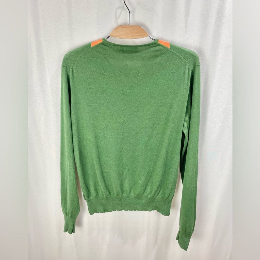 Carolina Herrera CH Carolina Herrera Green Cotton Argyle V Neck Sweater US M Size US M / EU 48-50 / 2 - 3 Thumbnail