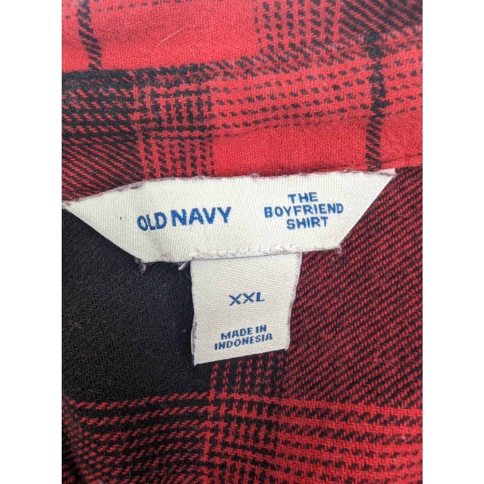 Old Navy VINTAGE Old Navy Plus Cropped Red Buffalo Check Flannel Boyfriend Shirt For Women's 2XL Size XXL / US 16-18 / IT 52-54 - 7 Thumbnail