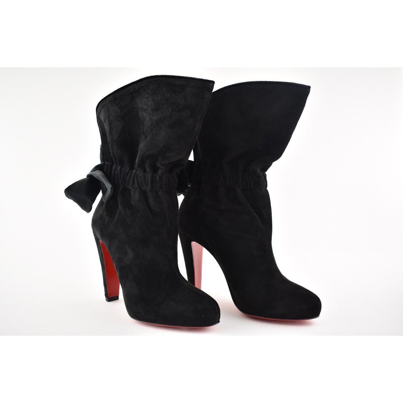 Christian Louboutin Christian Louboutin Kristofa 100 Black Suede Bow Ankle Heel Size US 5.5 / IT 35.5 - 4 Thumbnail