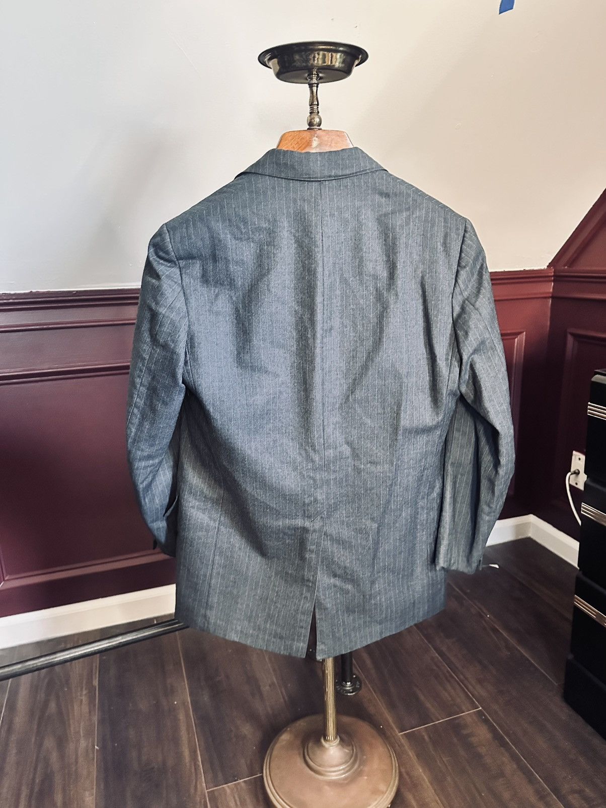 Brooks Brothers Early vintage gray pinstriped all wool blazer jacket Size 40R - 7 Thumbnail
