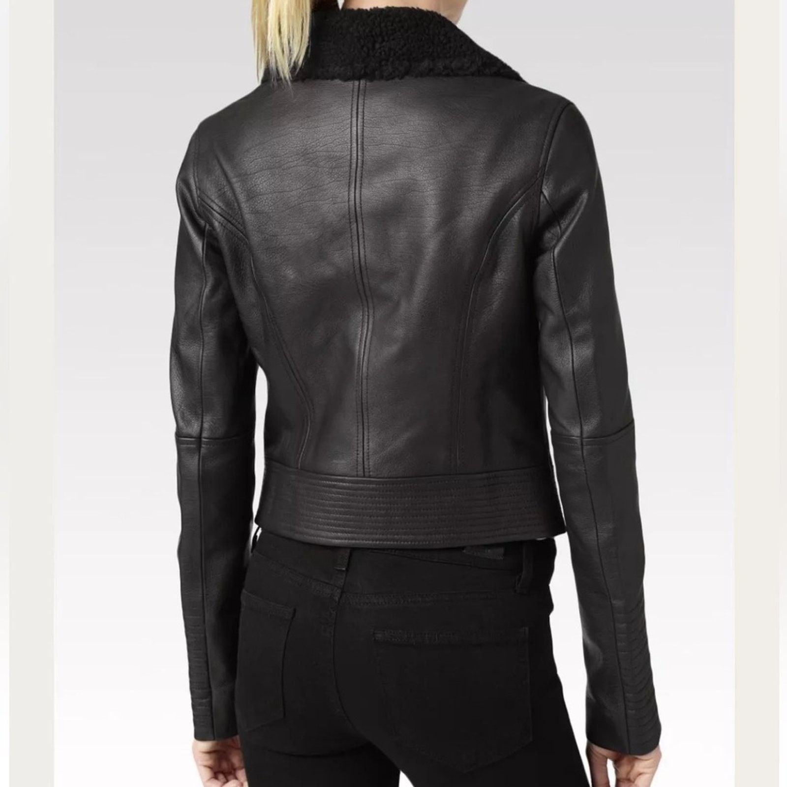 Paige PAIGE Rooney Black Leather Moto Jacket *S *NWT Size S / US 4 / IT 40 - 6 Thumbnail