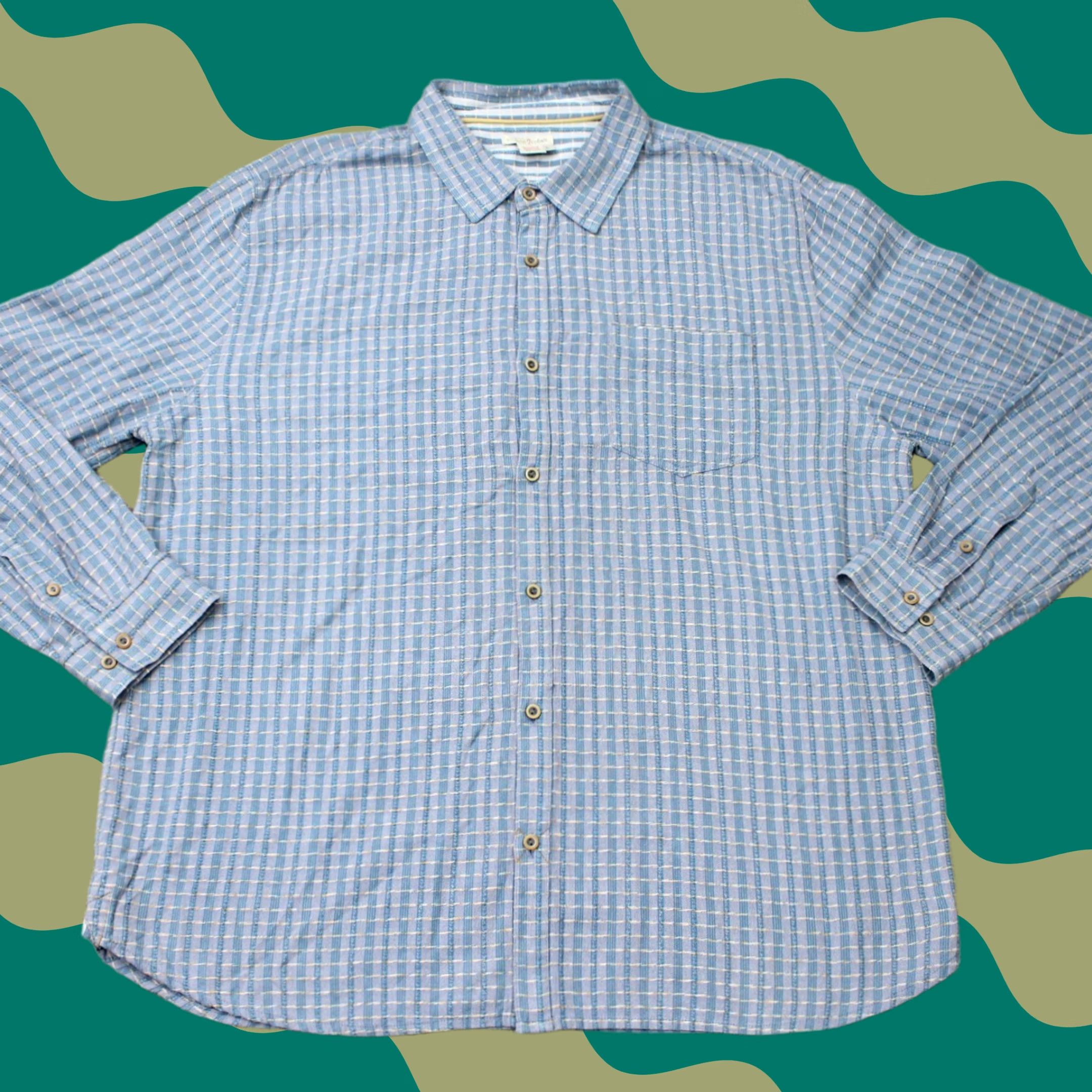 Carbon2Cobalt Carbon 2 Cobalt Shirt Mens Large Blue/Yellow Check Textured Cotton Long Sleeve Size US L / EU 52-54 / 3 - 1 Thumbnail