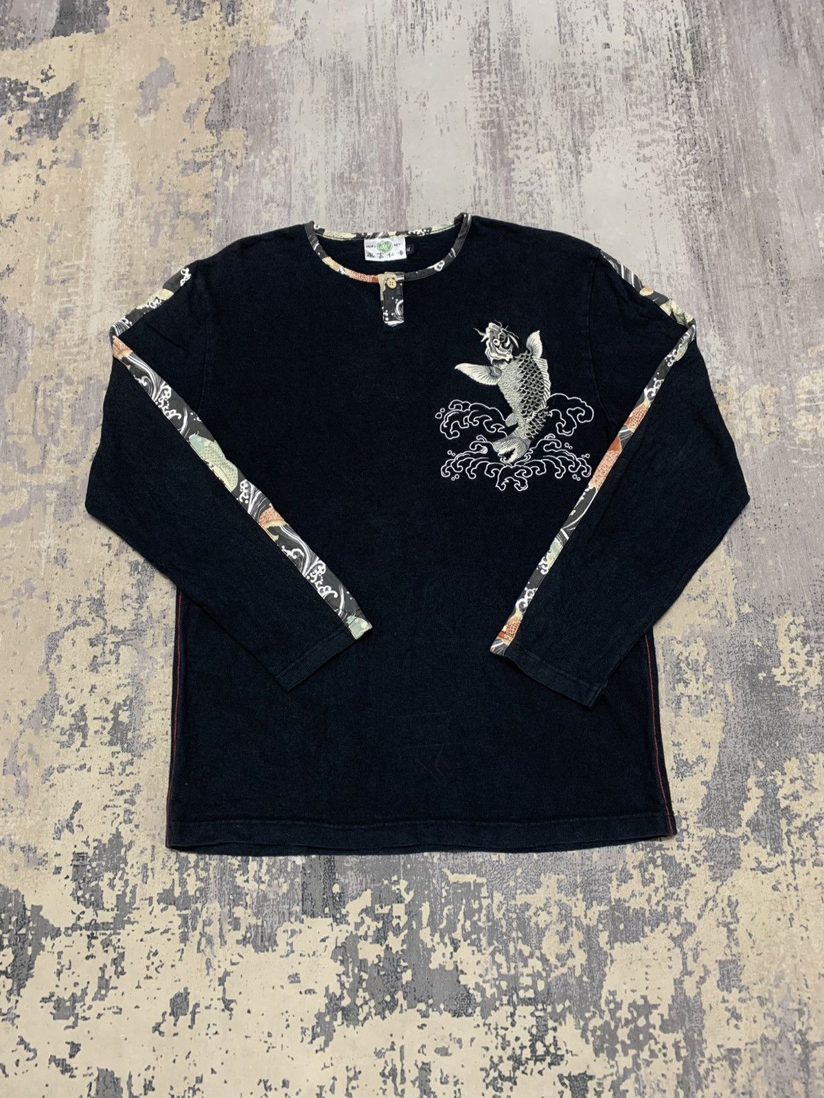 Karakuri Tamashii Vintage Japanese Koi Fish Embroidery Sukajan Shirt Size US XL / EU 56 / 4 - 1 Thumbnail