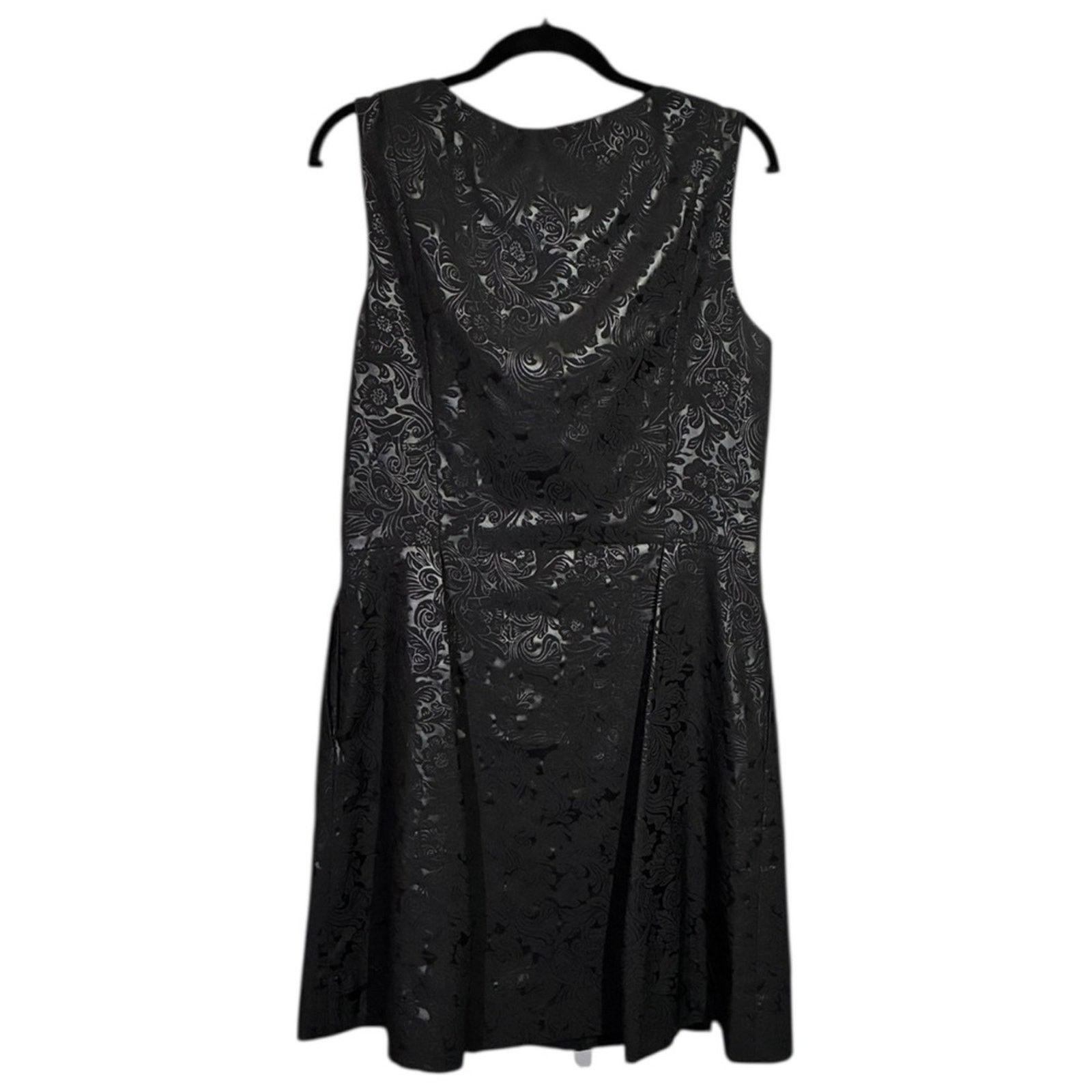 Hutch HUTCH Black Jacquard Sleeveless Fit & Flare Dress Sz 14 LBD Size XL / US 12-14 / IT 48-50 - 2 Thumbnail