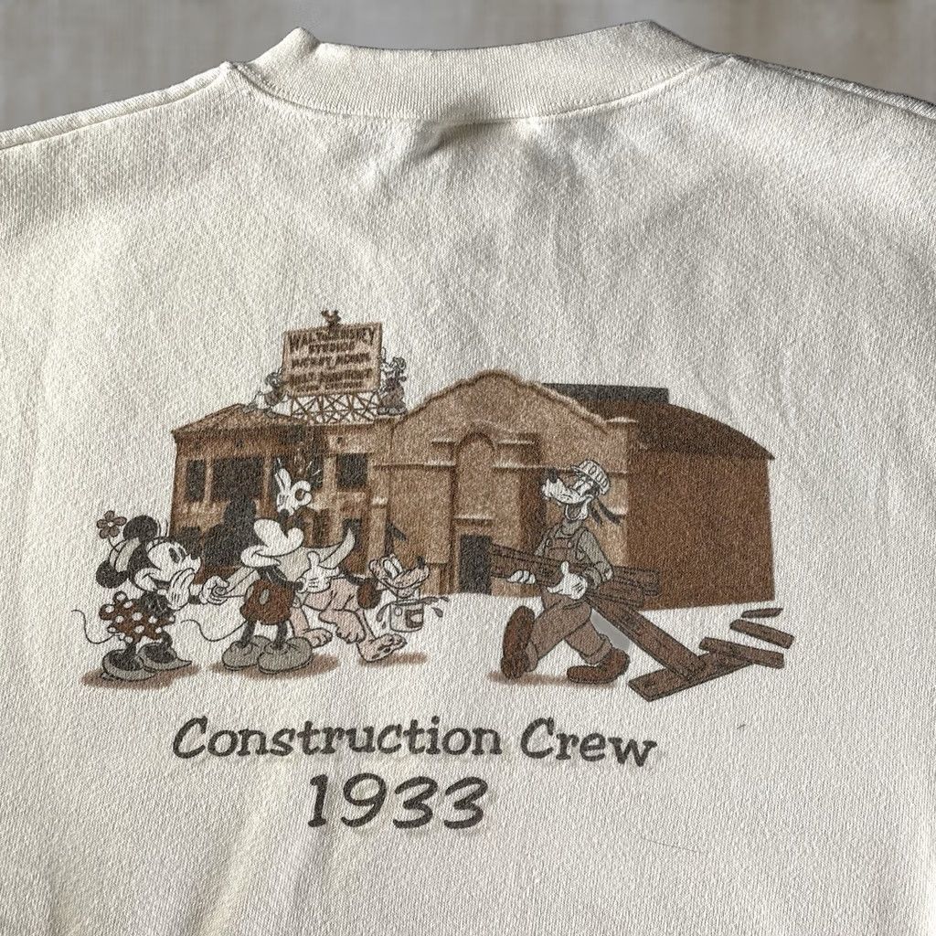 Disney VINTAGE Disney Sweatshirt Pullover Construction Crew Mickey Mouse Men’s Medium Beige Unisex Adults M Sweatshirt Mens Disney Pullover Crewneck Size US M / EU 48-50 / 2 - 1 Thumbnail