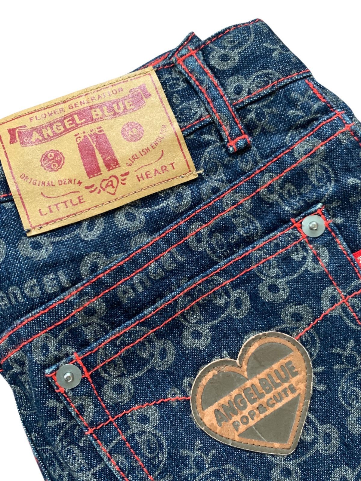 Angel Blue Y2k 2000s Angel blue japanese brand full print jeans rare Size 28" / US 6 / IT 42 - 7 Thumbnail