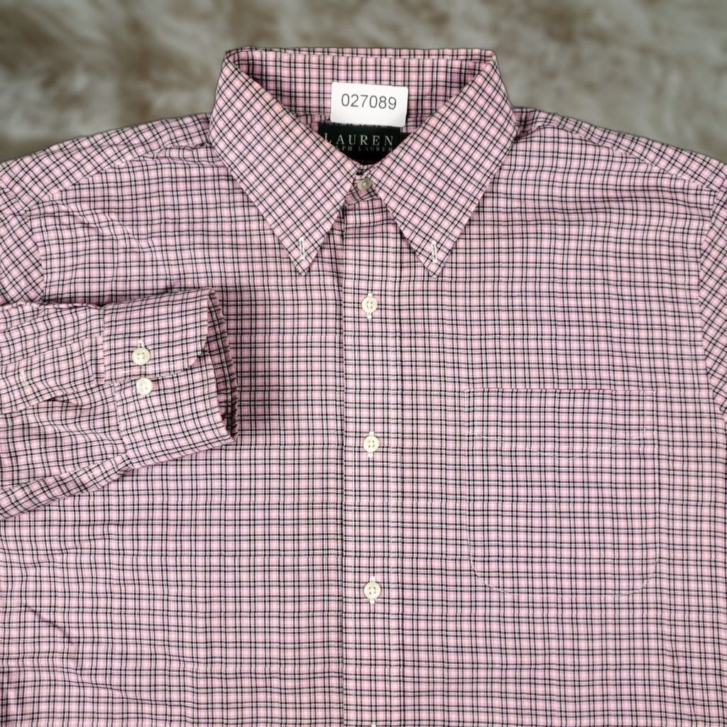 Ralph Lauren Ralph Lauren Shirt Mens 16.5 Pink Plaid Dress Button-Down Long Sleeve Adult Medium (Size 16.5) Pink Size 42R - 1 Thumbnail