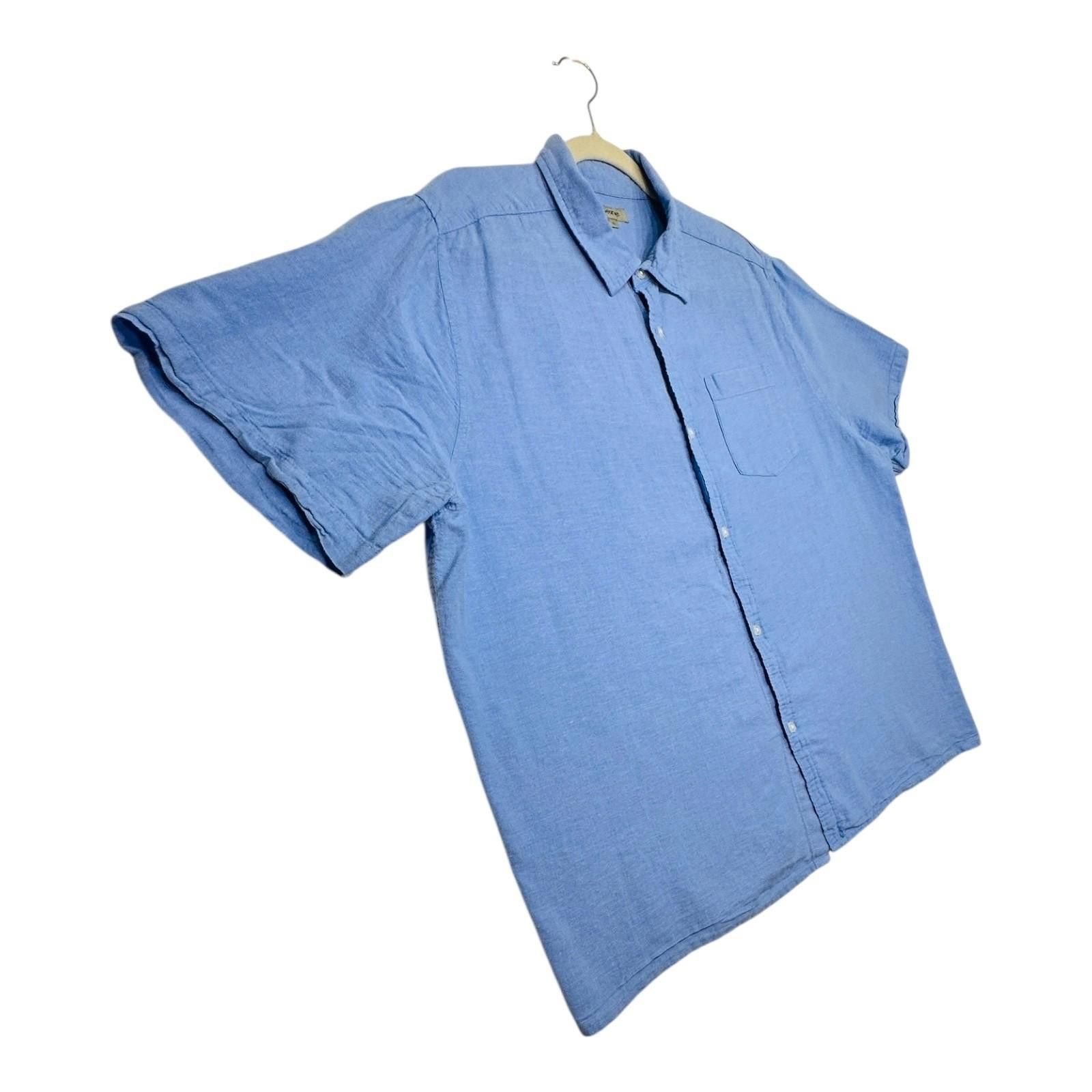George George Shirt Men's UK Size XL Blue Short Sleeve Linen Pocket Size US XL / EU 56 / 4 - 4 Thumbnail