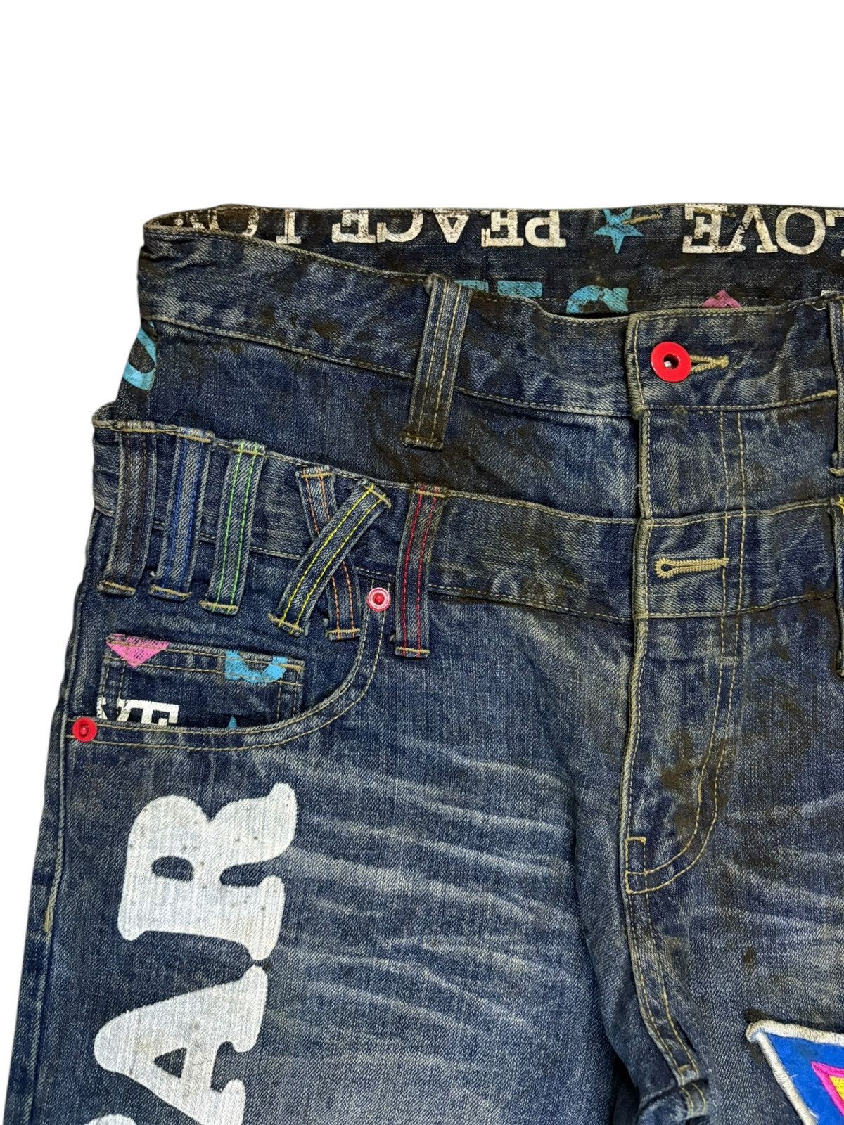 Japanese Brand Vintage Japanese Brand Double Waist Mud Wash Jean Shorts Size US 32 / EU 48 - 5 Thumbnail