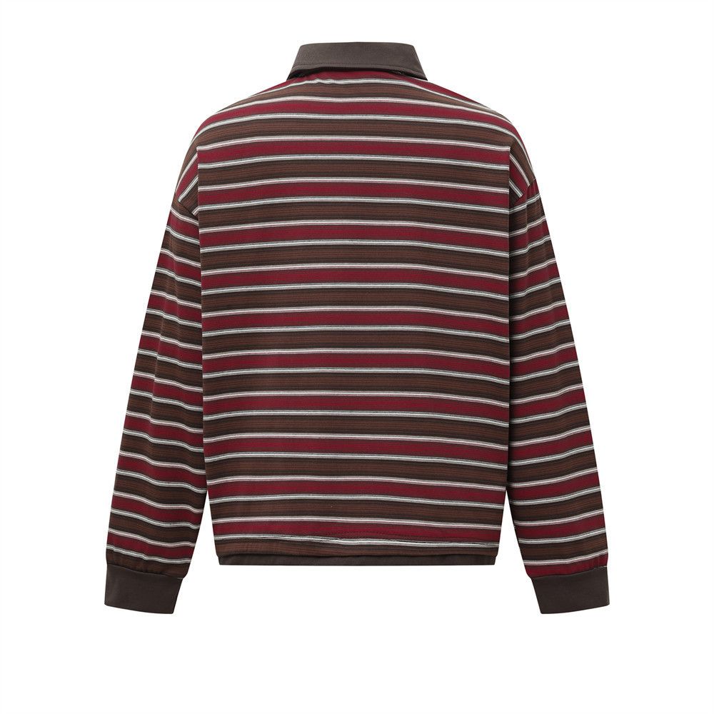 Vintage Men's retro striped lapel long-sleeved T-shirt Size US M / EU 48-50 / 2 - 2 Thumbnail