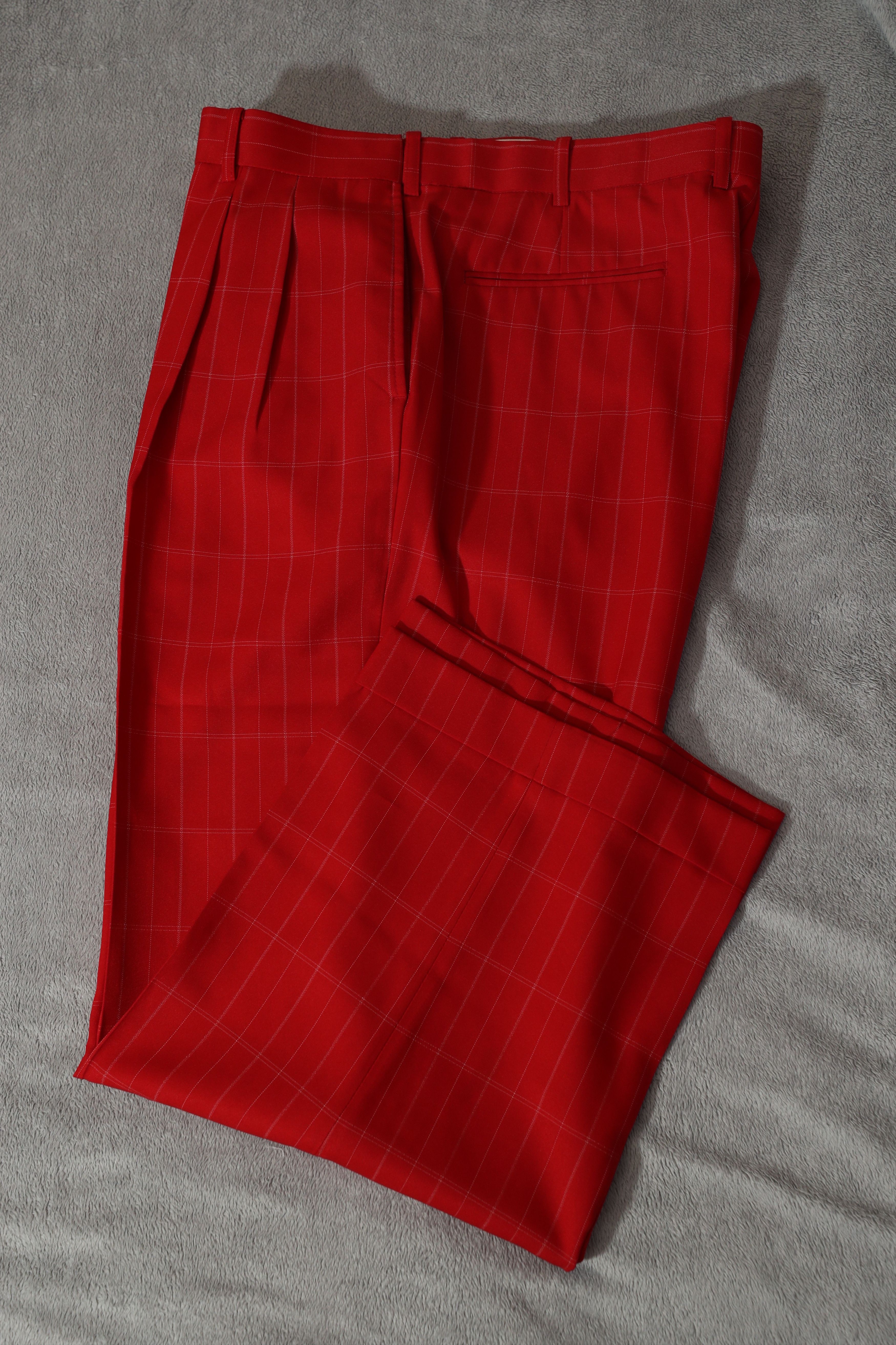 Other Il Canto Vintage Italian Red Striped Dress Pants (39) Size US 39 - 3 Thumbnail