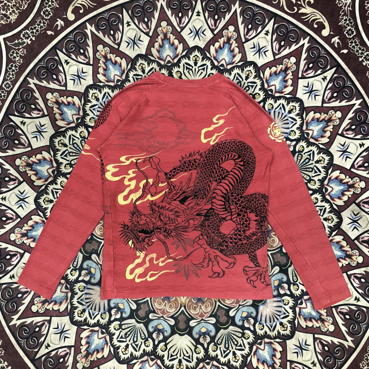Japanese Brand Sukajan Motive Dragon Art Tatoo Long Sleeve Shirt Size US L / EU 52-54 / 3 - 8 Thumbnail